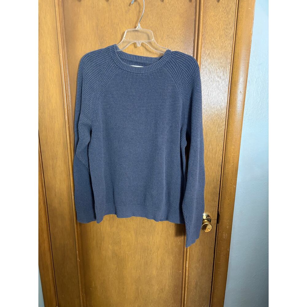 REI Co Op Waffle Knit Sweater Women's Medium Blue Crewneck Long Sleeve Outdoor - Picture 2 of 5